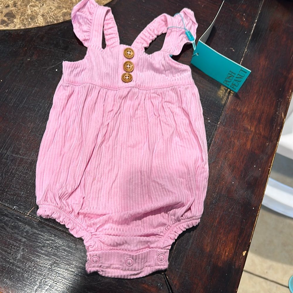 Posh peanut light pastel pink bubble romper NWT